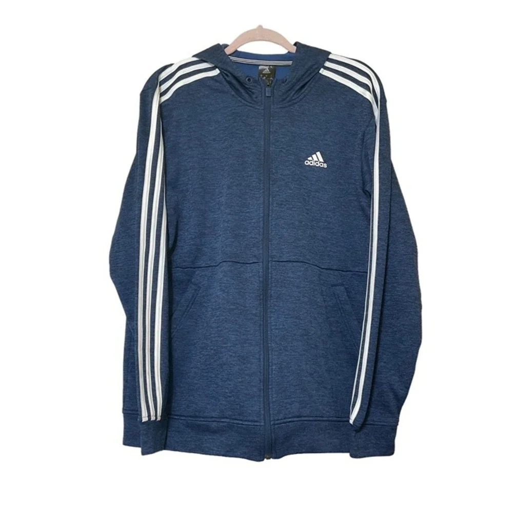 ADIDAS Mens Blue Med Zip Up Hooded‎ Jacket Climawarm